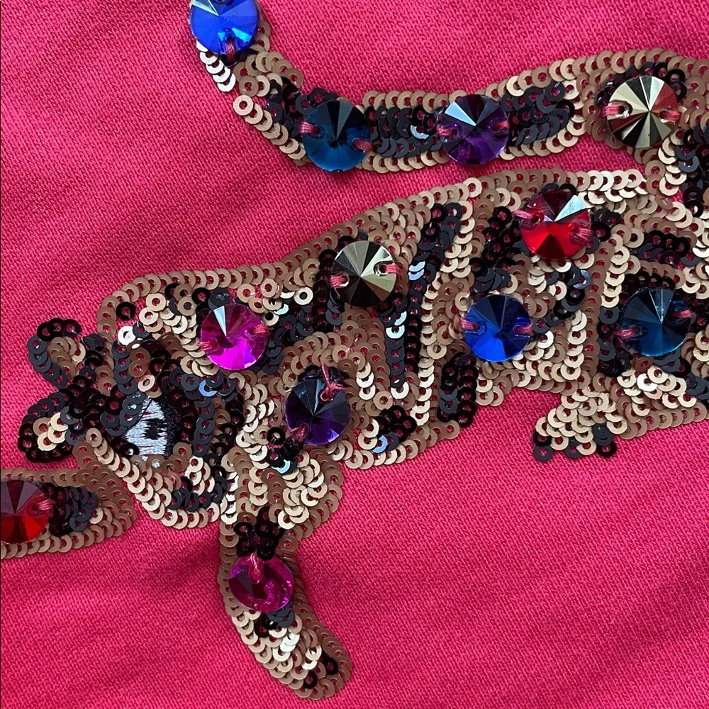 QUEEN OF SPARKLES sequin leopard shorts red size Medium - Picture 6 of 9